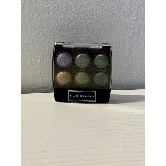 MAX STUDIO Baked Eyeshadow Palette 6 Metallic Bronze Gold Green Purple VTG y2k - Picture 10 of 10